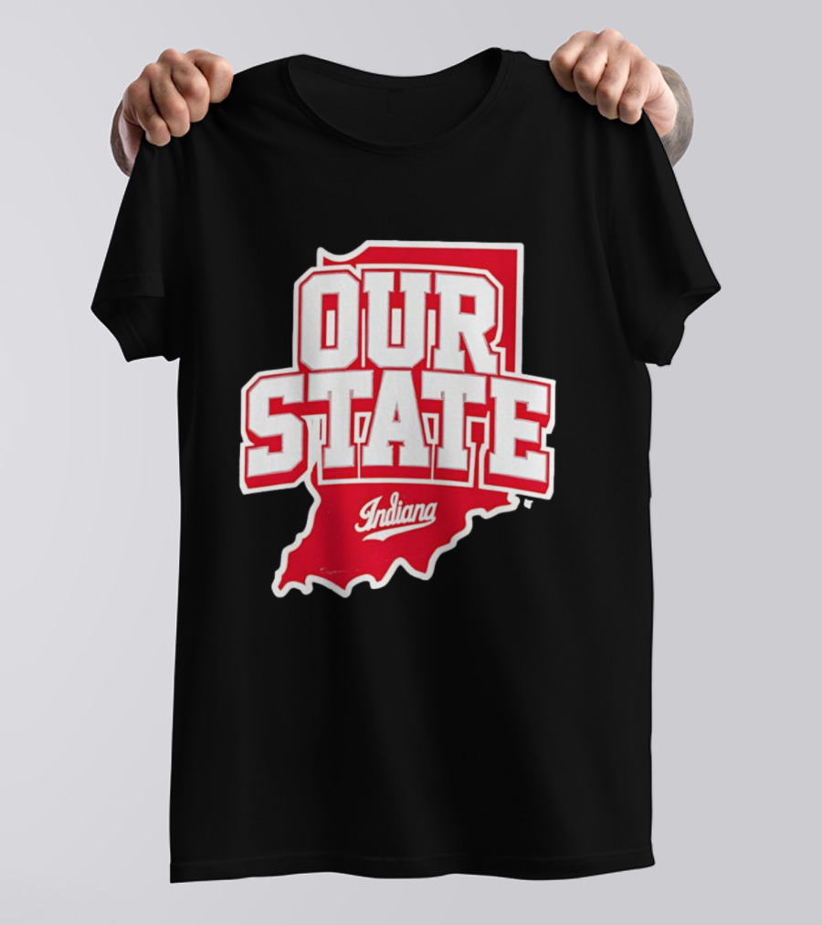 Our State Indiana Red Map College Sports Indiana T-Shirt