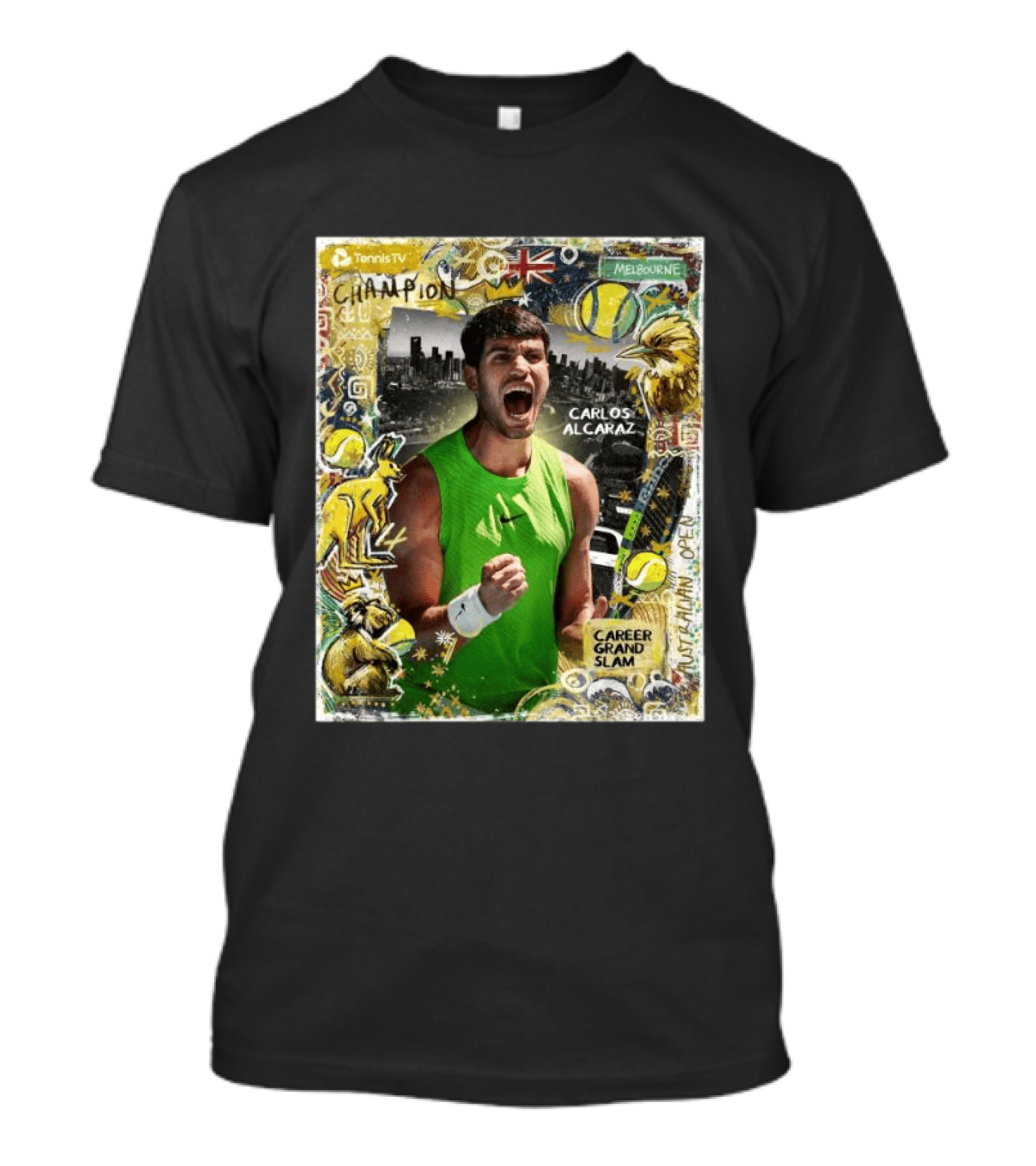 Carlos Alcaraz Champion Career Grand Slam Melbourne Tennis TV T-Shirt