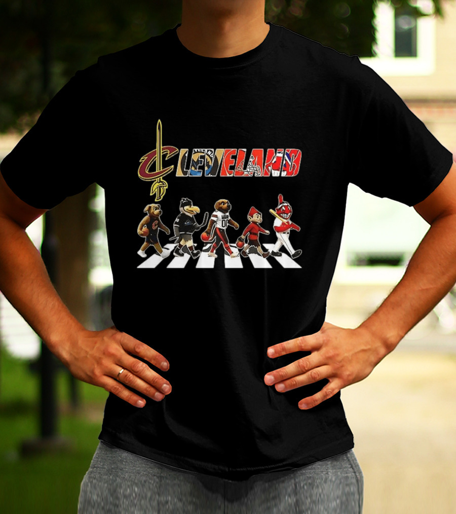Cleveland Browns Guardians Monsters Cavaliers Charge Crossing Road T-Shirt