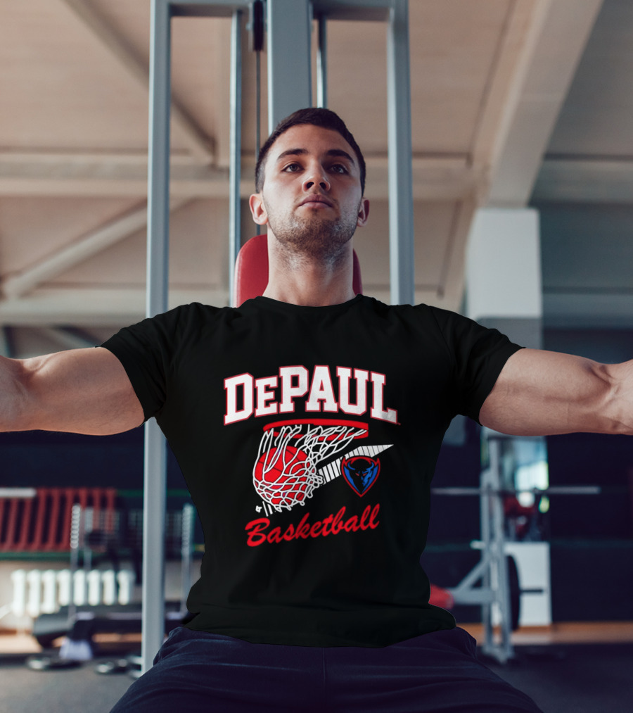 DePaul Blue Demons Basketball Hoop Throwback T-Shirt