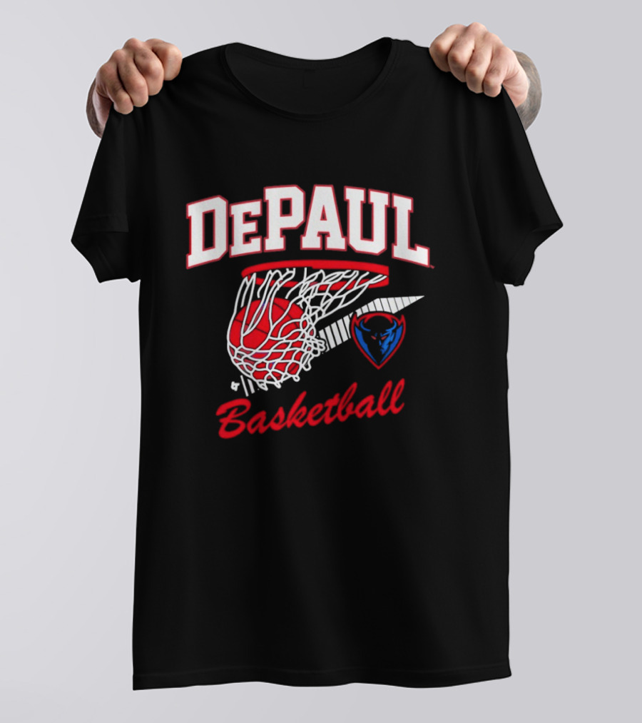DePaul Blue Demons Basketball Hoop Throwback T-Shirt