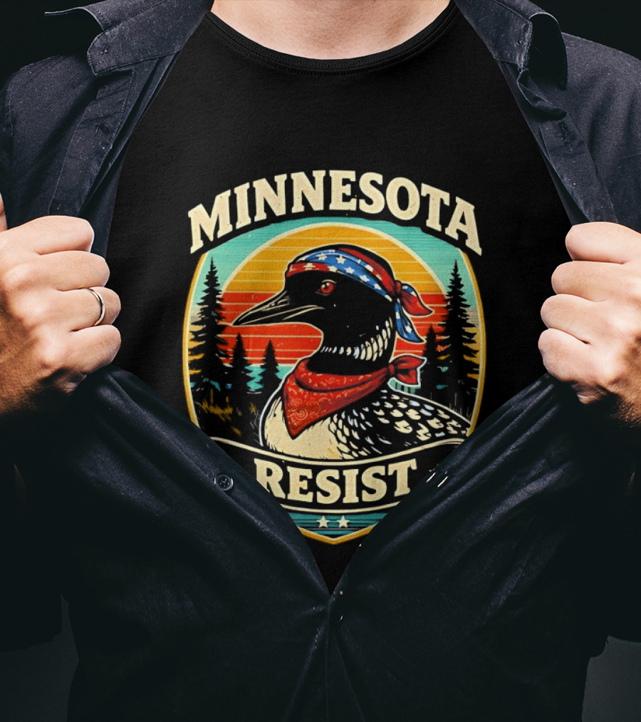 Minnesota Loons Resist Vintage American Bandana And Sunset T-Shirt