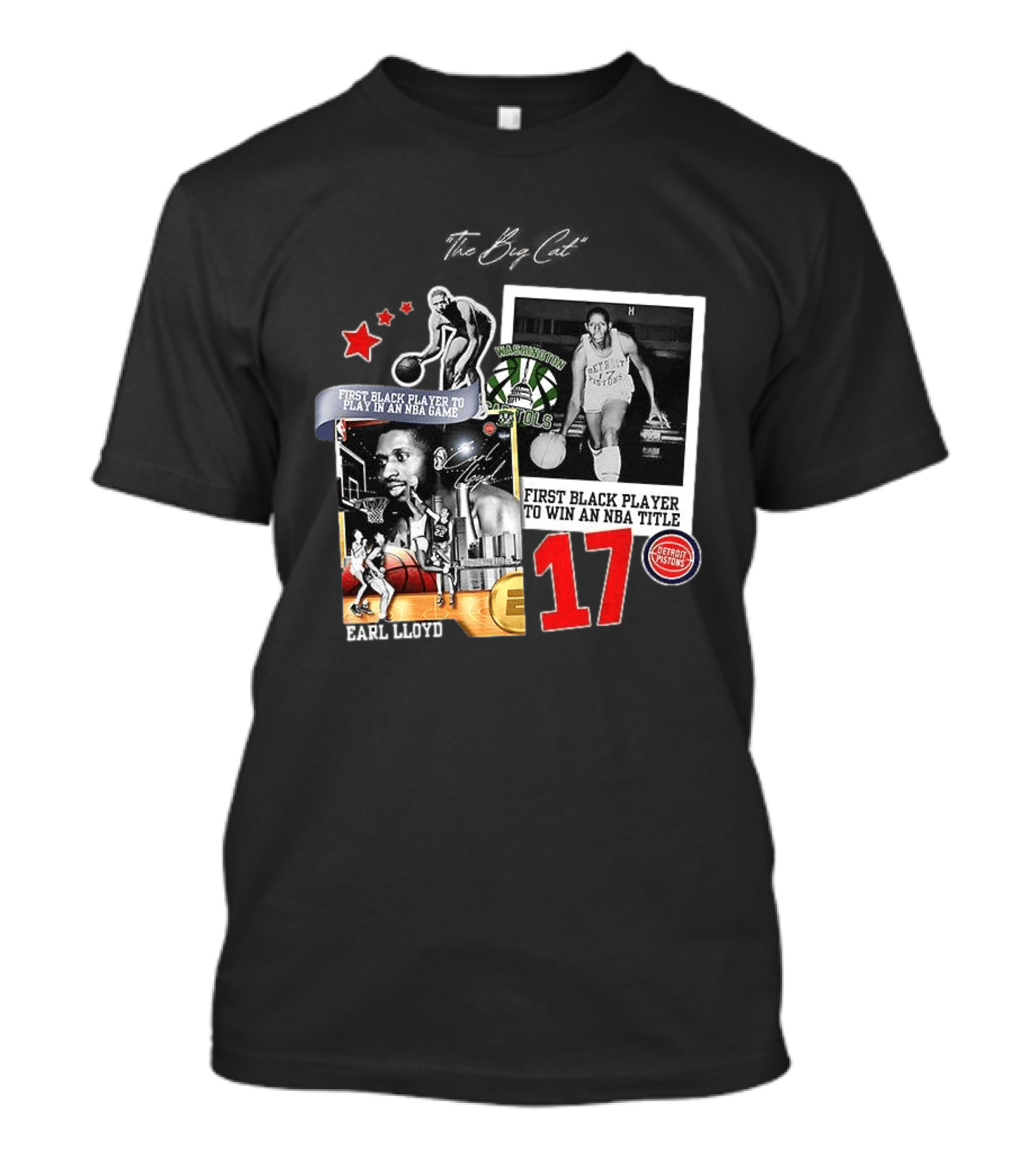 Earl Lloyd First Black Player Detroit Pistons Washington Capitols NBA Title 17 T-Shirt