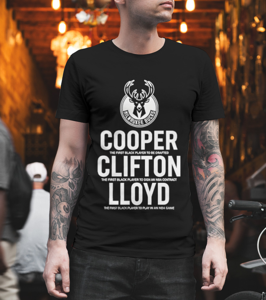 Milwaukee Bucks NBA Pioneers Cooper Clifton Lloyd First Black Players Milestones T-Shirt