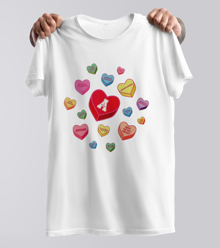 Valentine's Day Appalachian State Mountaineers Heart Candy Love Message T-Shirt