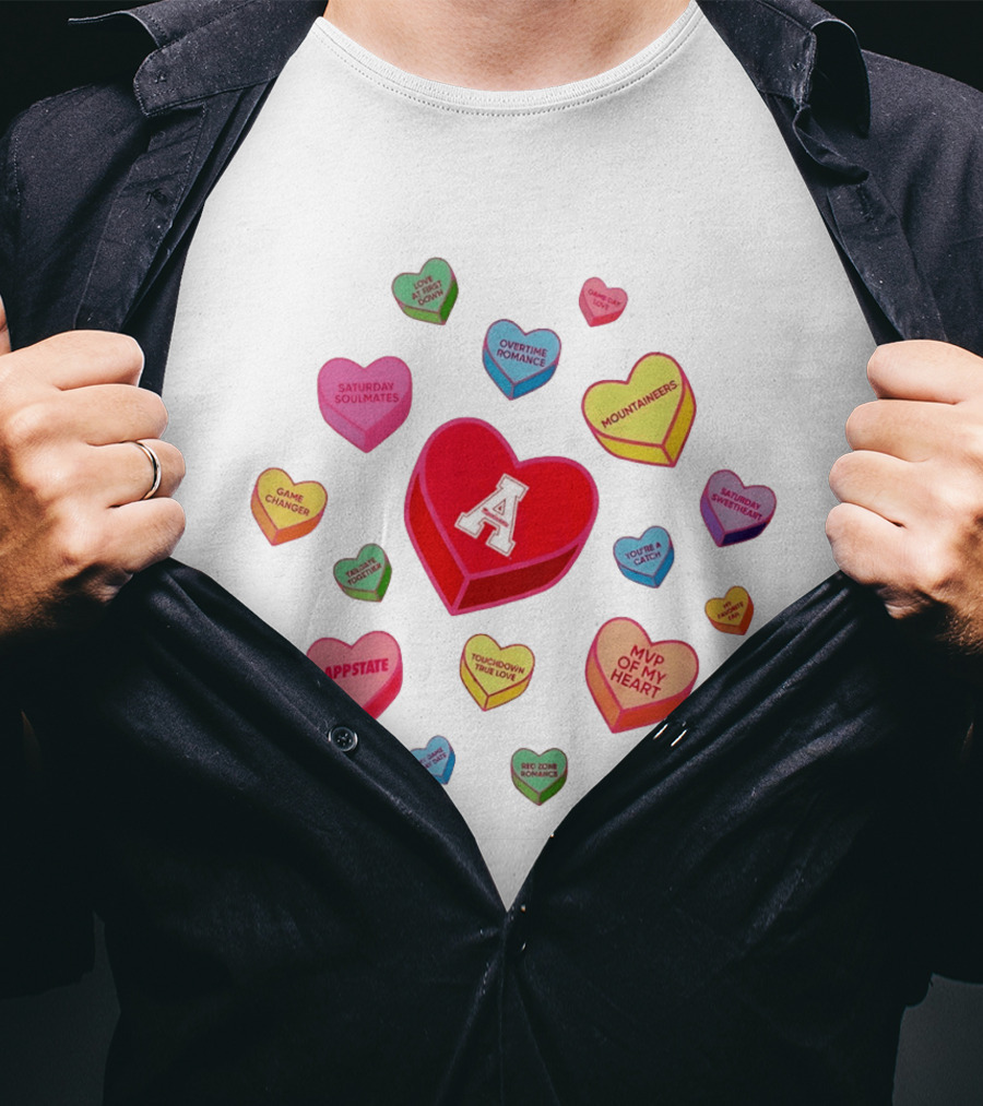 Valentine's Day Appalachian State Mountaineers Heart Candy Love Message T-Shirt