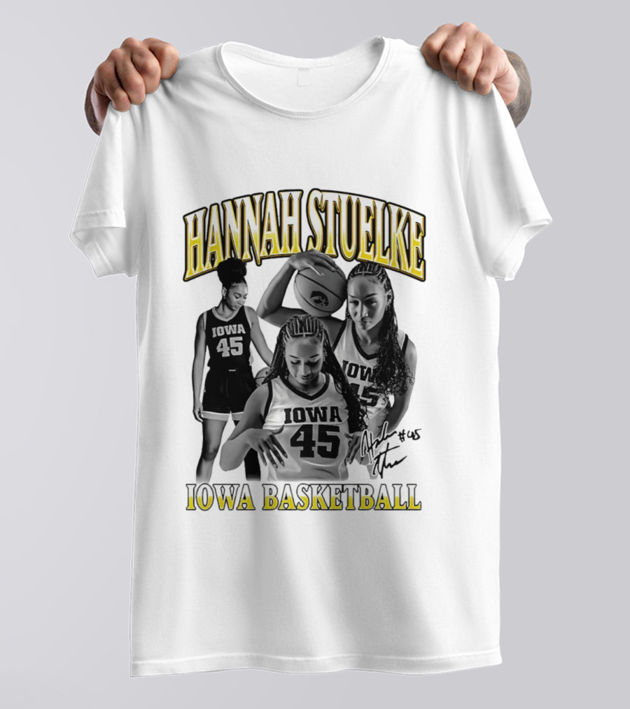 Hannah Stuelke Iowa Basketball #45 Player Collage T-Shirt