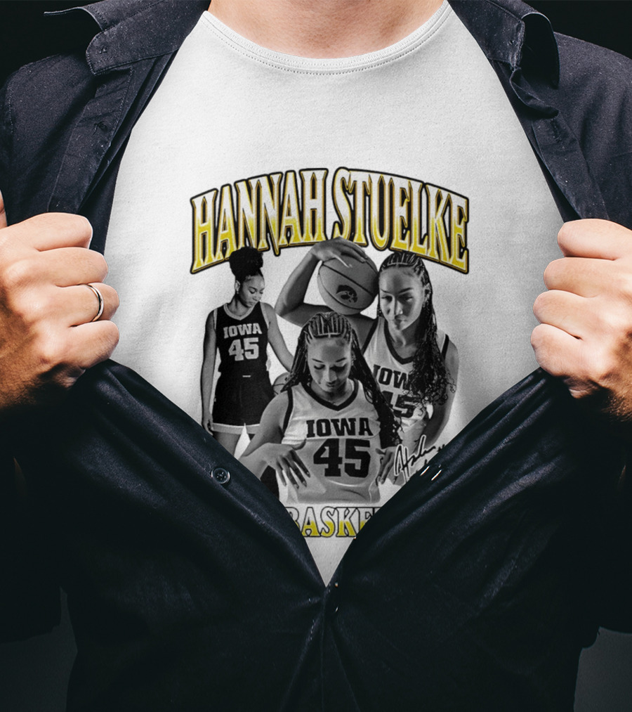 Hannah Stuelke Iowa Basketball #45 Player Collage T-Shirt