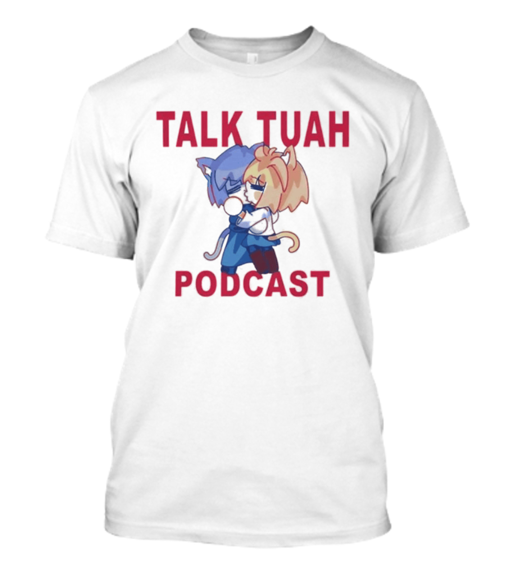 Talk Tuah Podcast Cute Anime Cat Characters Hugging T-Shirt