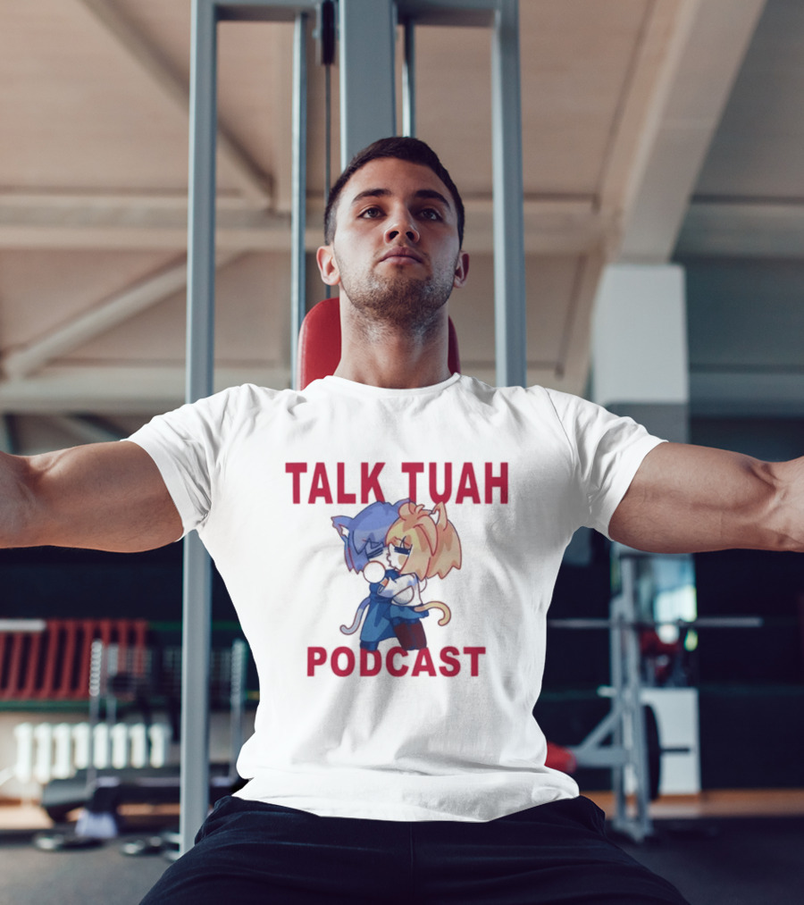 Talk Tuah Podcast Cute Anime Cat Characters Hugging T-Shirt