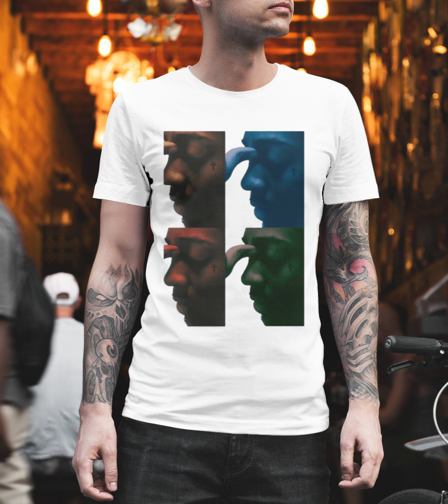 Brent Faiyaz Album Cover Cross Tattoo Four Panel Side Profile T-Shirt