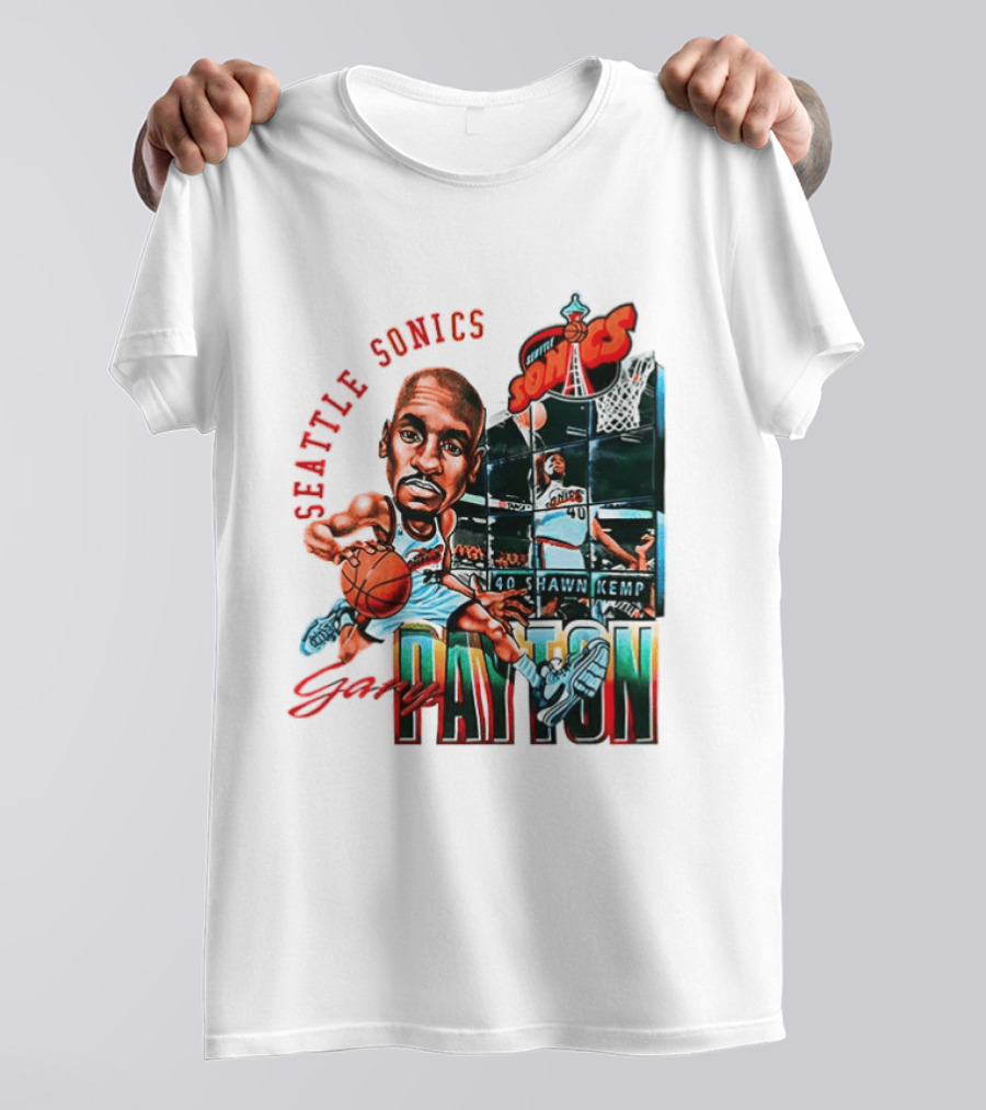 Seattle Sonics Gary Payton Shawn Kemp Big Head NBA 40 T-Shirt