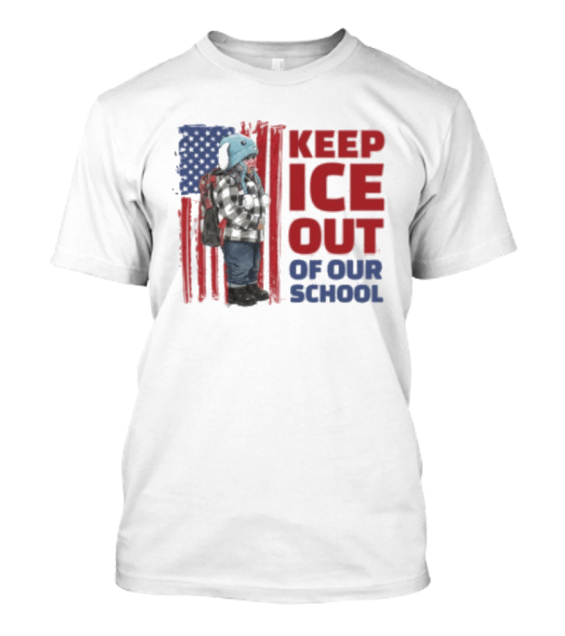 KEEP ICE OUT OF OUR SCHOOL USA Flag Blue Eagle Hat Kid Protest T-Shirt