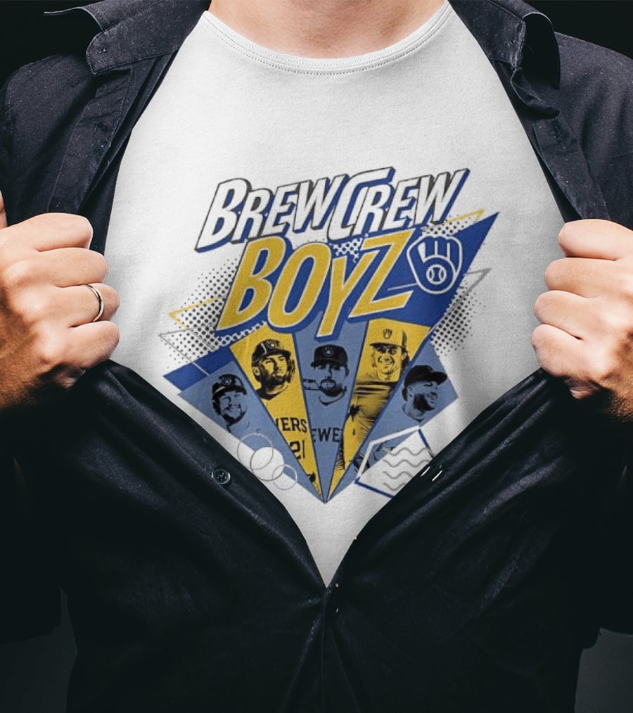 Milwaukee Brewers Brew Crew Boyz MLB Team Players Collage T-Shirt