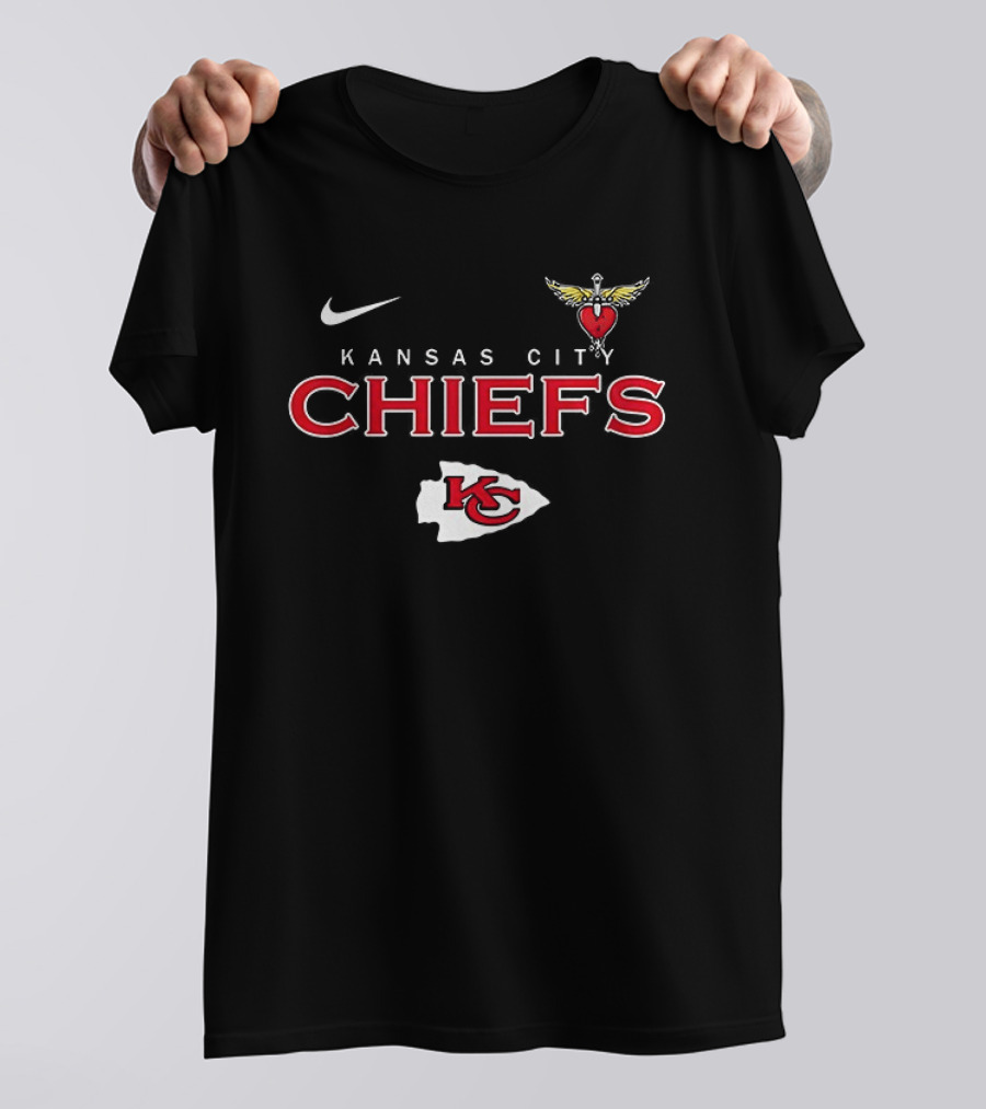 Nike Kansas City Chiefs Bon Jovi It's My Life Heart Wings T-Shirt