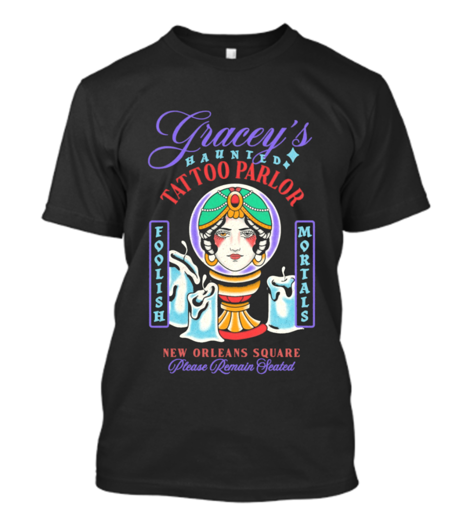 Gracey's Haunted Tattoo Parlor Leota Variant Foolish Mortals New Orleans Square T-Shirt