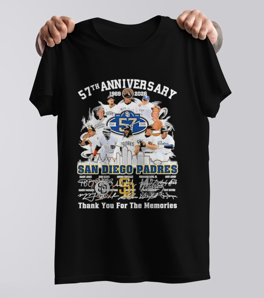 San Diego Padres 57th Anniversary 1969 2026 Thank You For The Memories T-Shirt
