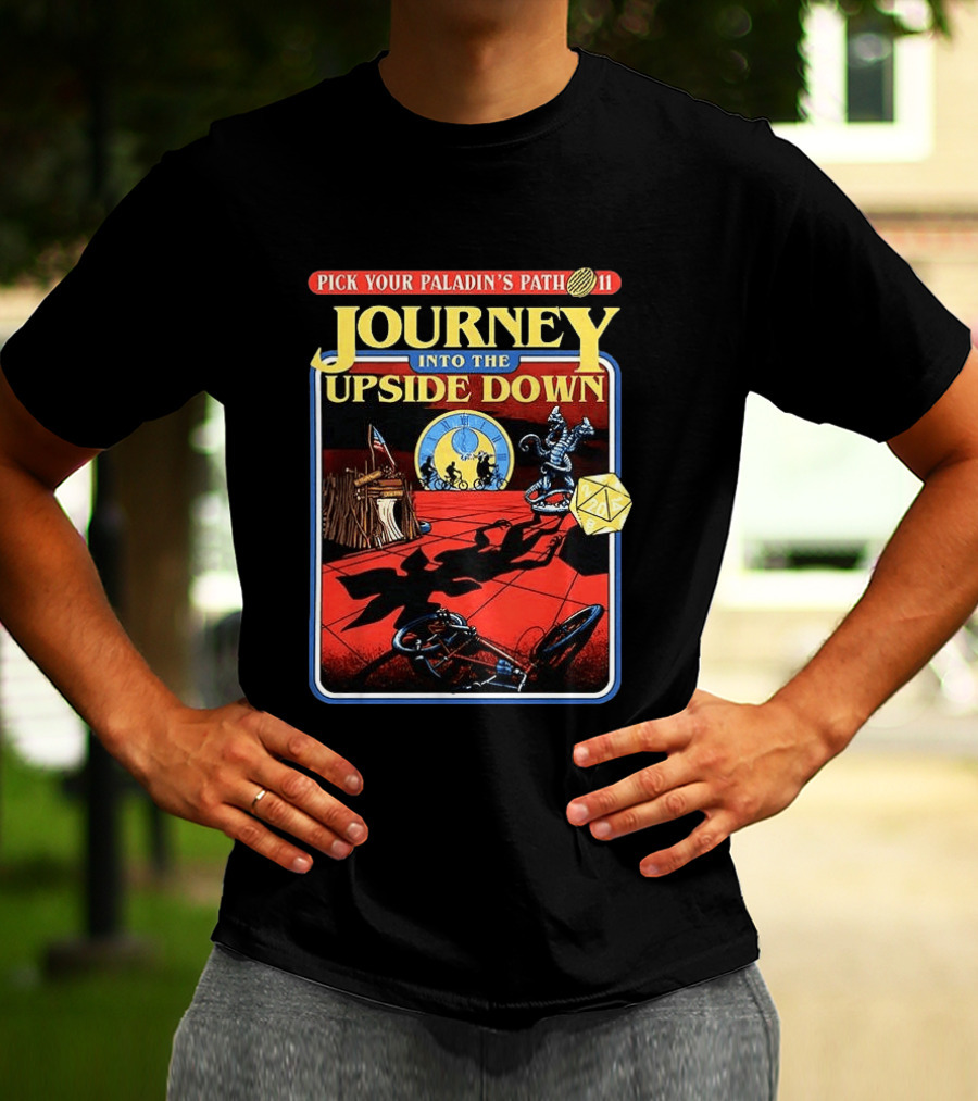 Pick Your Paladin's Path Journey Into The Upside Down Comic Dice Retro Scene T-Shirt