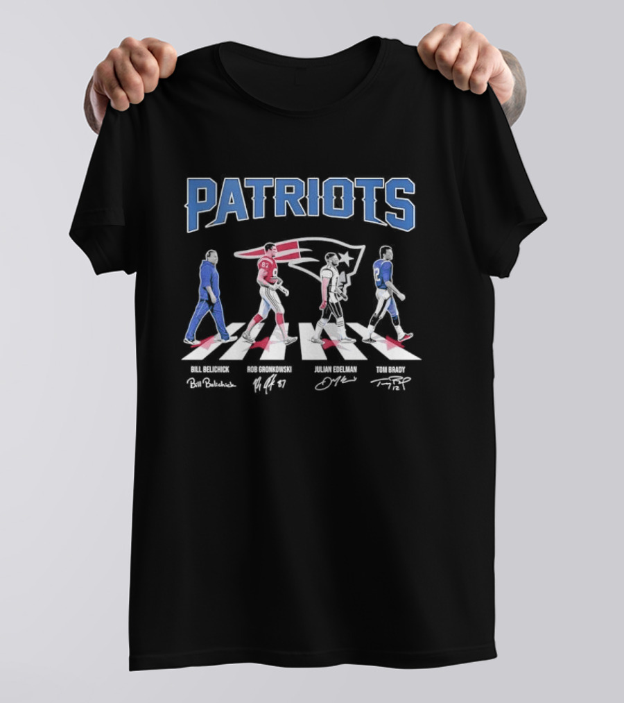 New England Patriots Abbey Road Bill Belichick Rob Gronkowski Julian Edelman Tom Brady Parade T-Shirt