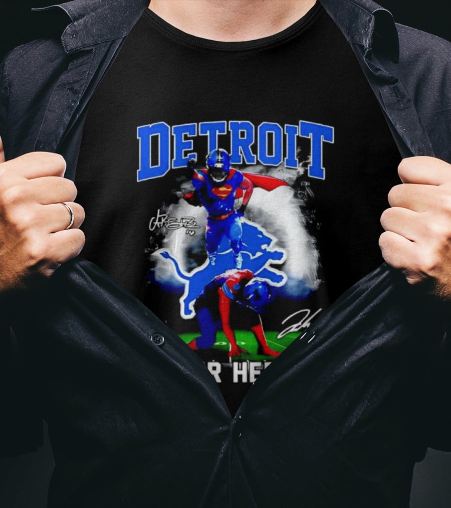 Detroit Lions Super Heroes Champion Legend T-Shirt