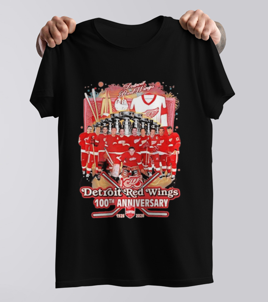 Detroit Red Wings 100th Anniversary 1926 2026 Team Celebration T-Shirt