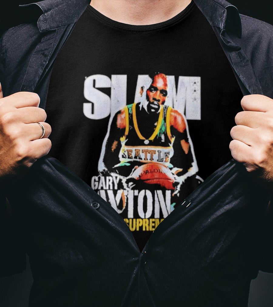 Gary Payton Slam A Glove Supreme 90s Basketball T-Shirt