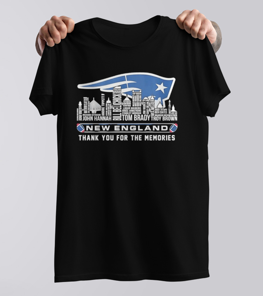 New England Patriots Thank You For The Memories Skyline City Names T-Shirt