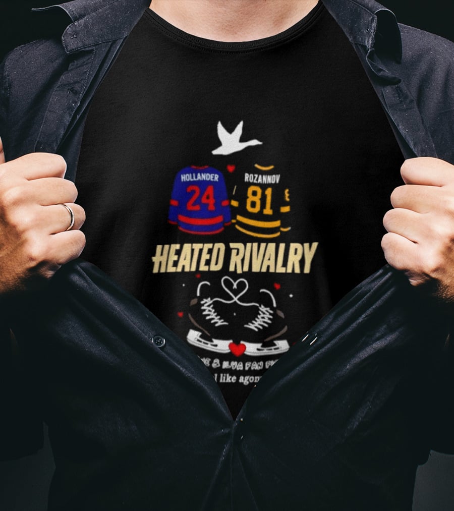 Heated Rivalry Hollander 24 Kozlow 81 Skates Heart Romance Does It Feel Like Agony For You Too T-Shirt