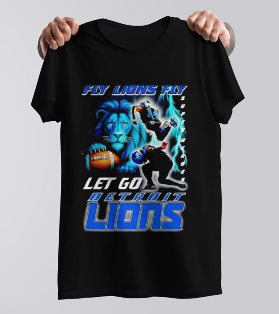 Fly Lions Fly Let Go Detroit Lions Football Journey T-Shirt
