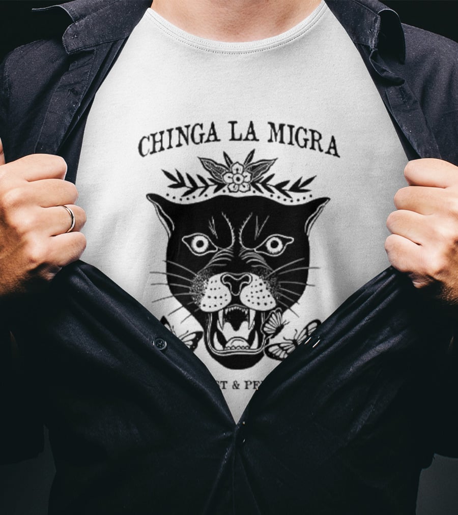Chinga La Migra Panther Resist And Persist Butterfly T-Shirt