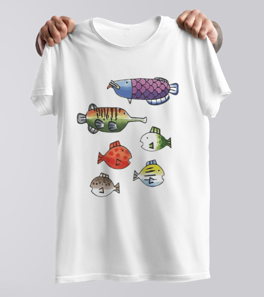 Fishing Minigame Colorful Fish Collection Vibrant Sea Life T-Shirt