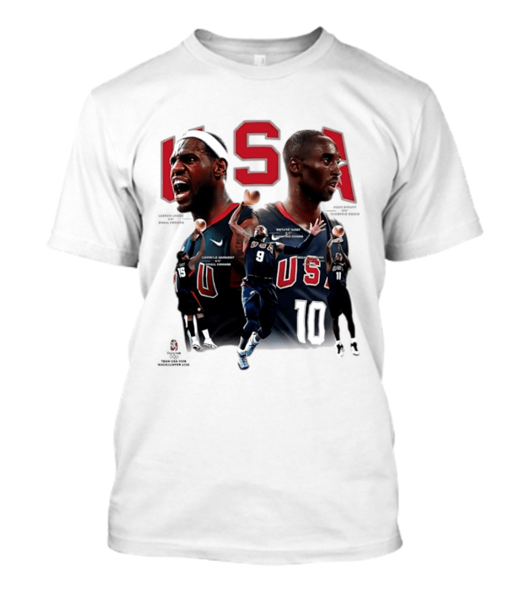 Kobe Bryant LeBron James Dwyane Wade Carmelo Anthony USA Basketball Redeem Team T-Shirt