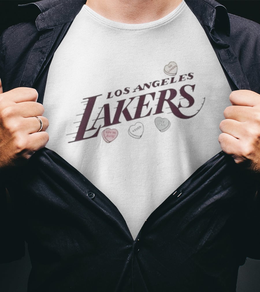 Los Angeles Lakers Valentine's Day Candy Hearts T-Shirt
