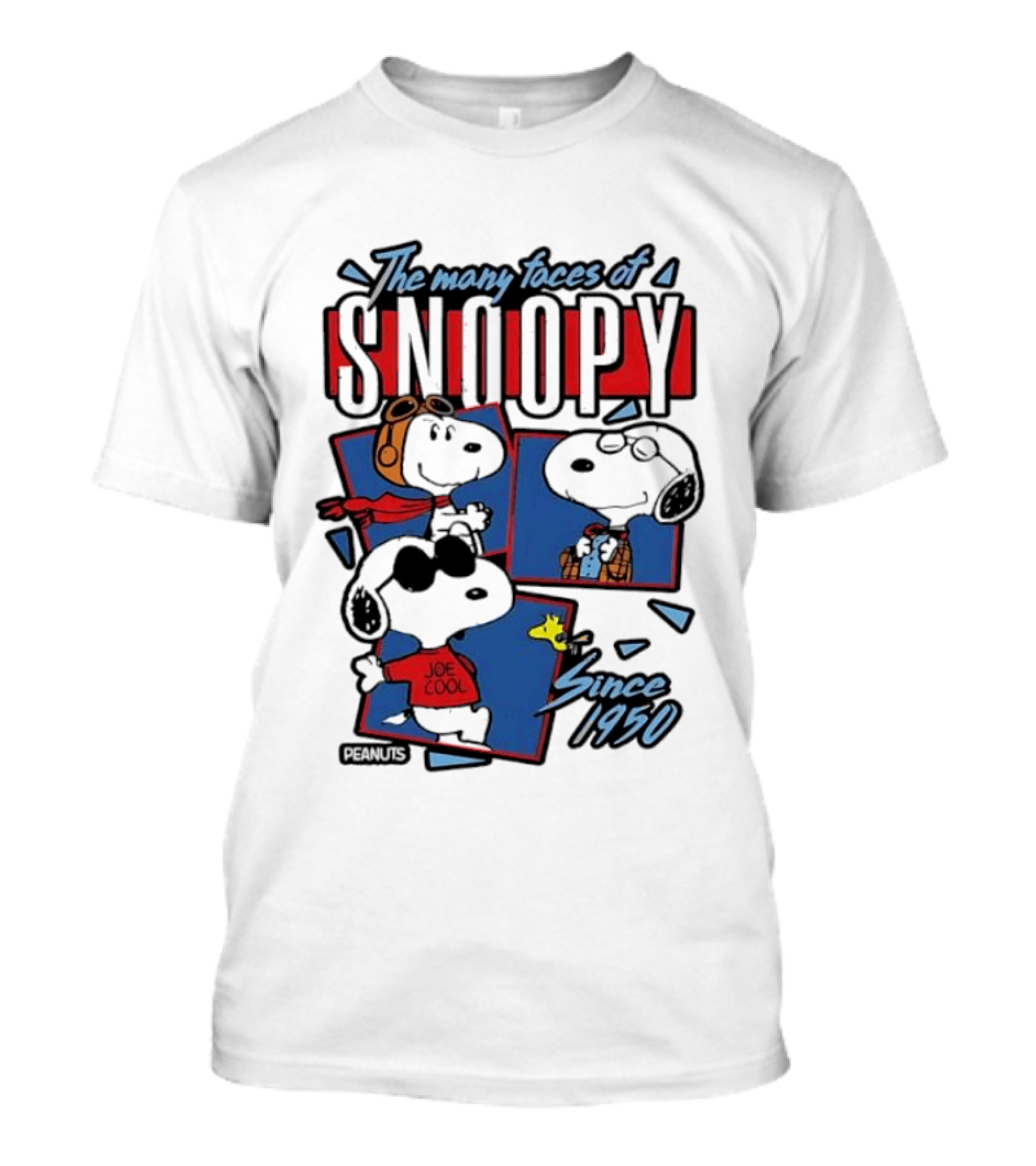 The Many Faces Of Snoopy Joe Cool Aviator Since 1950 T-Shirt