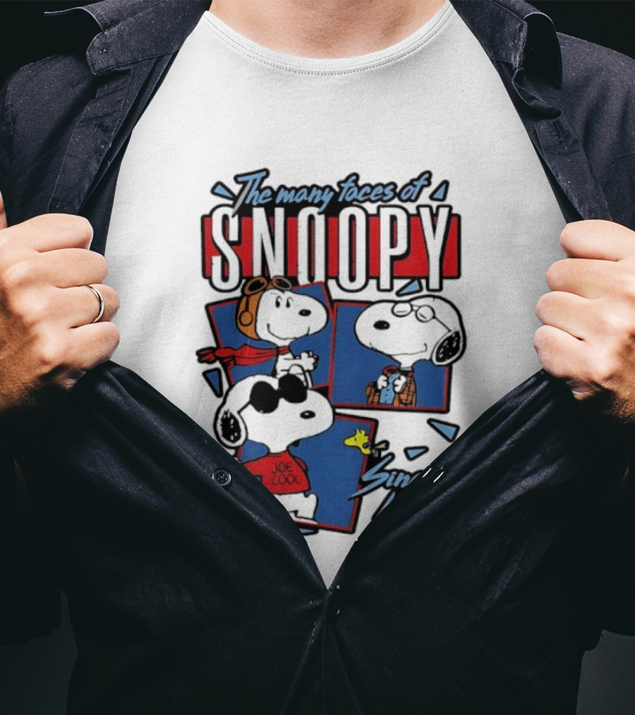 The Many Faces Of Snoopy Joe Cool Aviator Since 1950 T-Shirt
