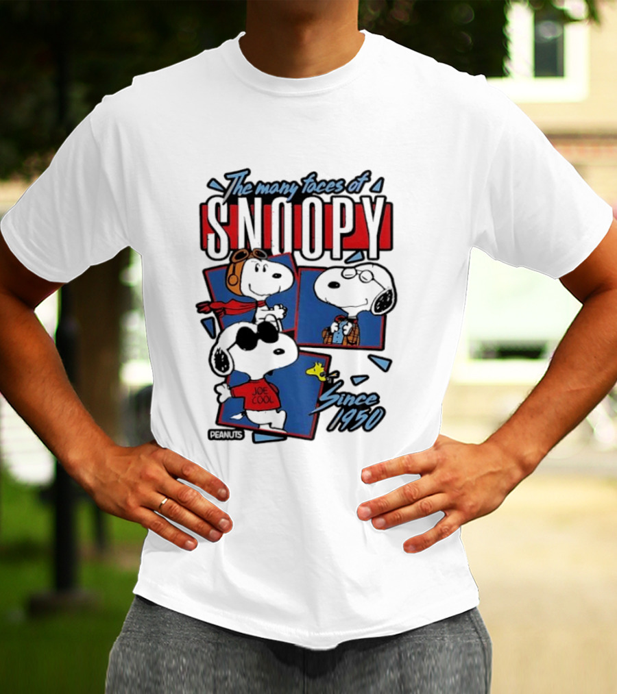 The Many Faces Of Snoopy Joe Cool Aviator Since 1950 T-Shirt