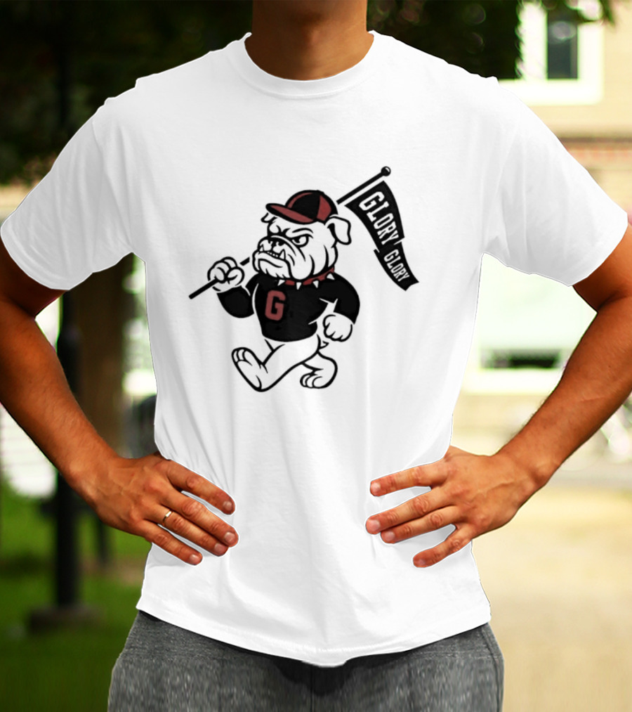University Of Georgia G Glory Glory Bulldogs Hairy Dawg Flag T-Shirt