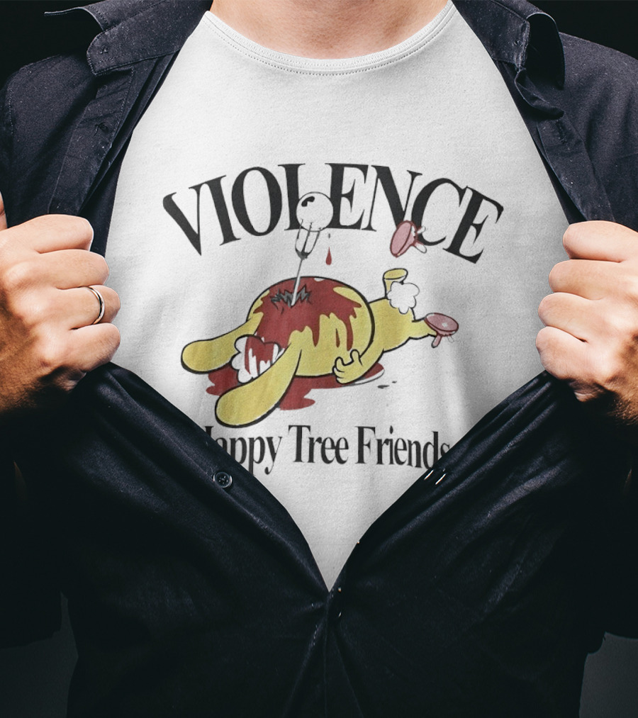 Violence Happy Tree Friends Cartoon Dark Humor Bloodied Scene T-Shirt