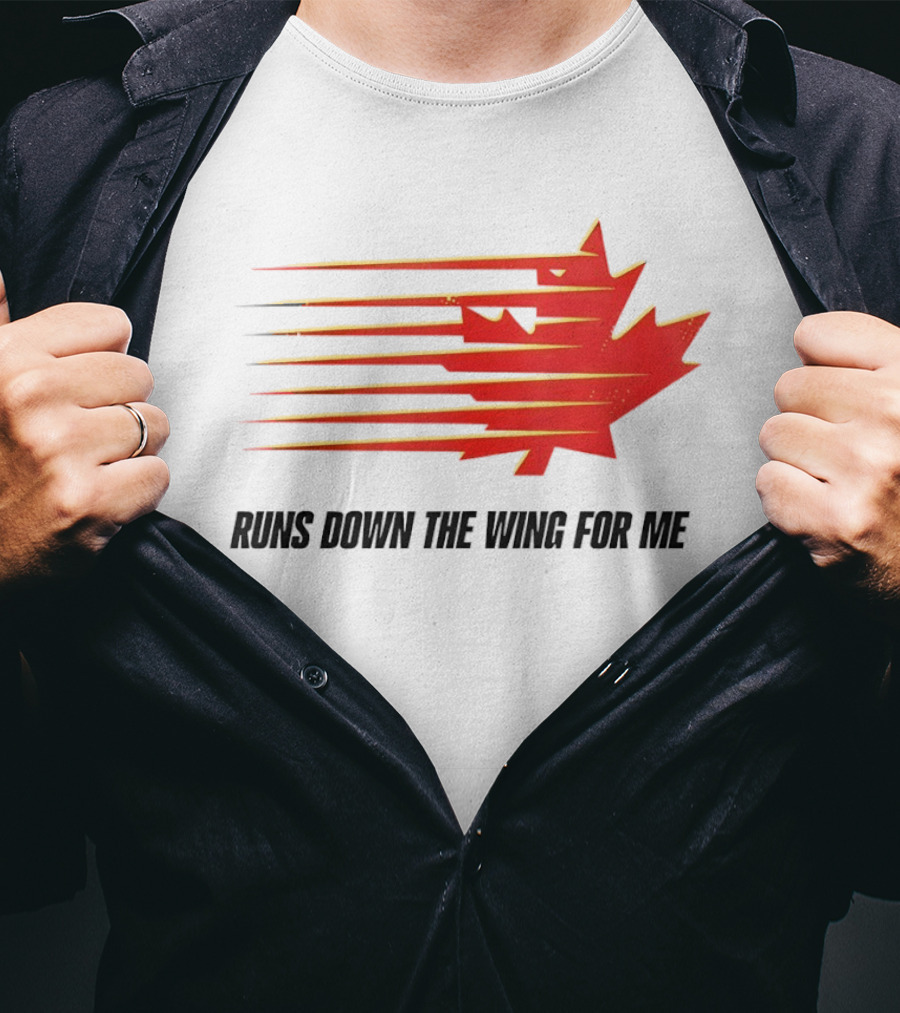 Runs Down The Wing For Me Red Streaks Maple Leaf T-Shirt