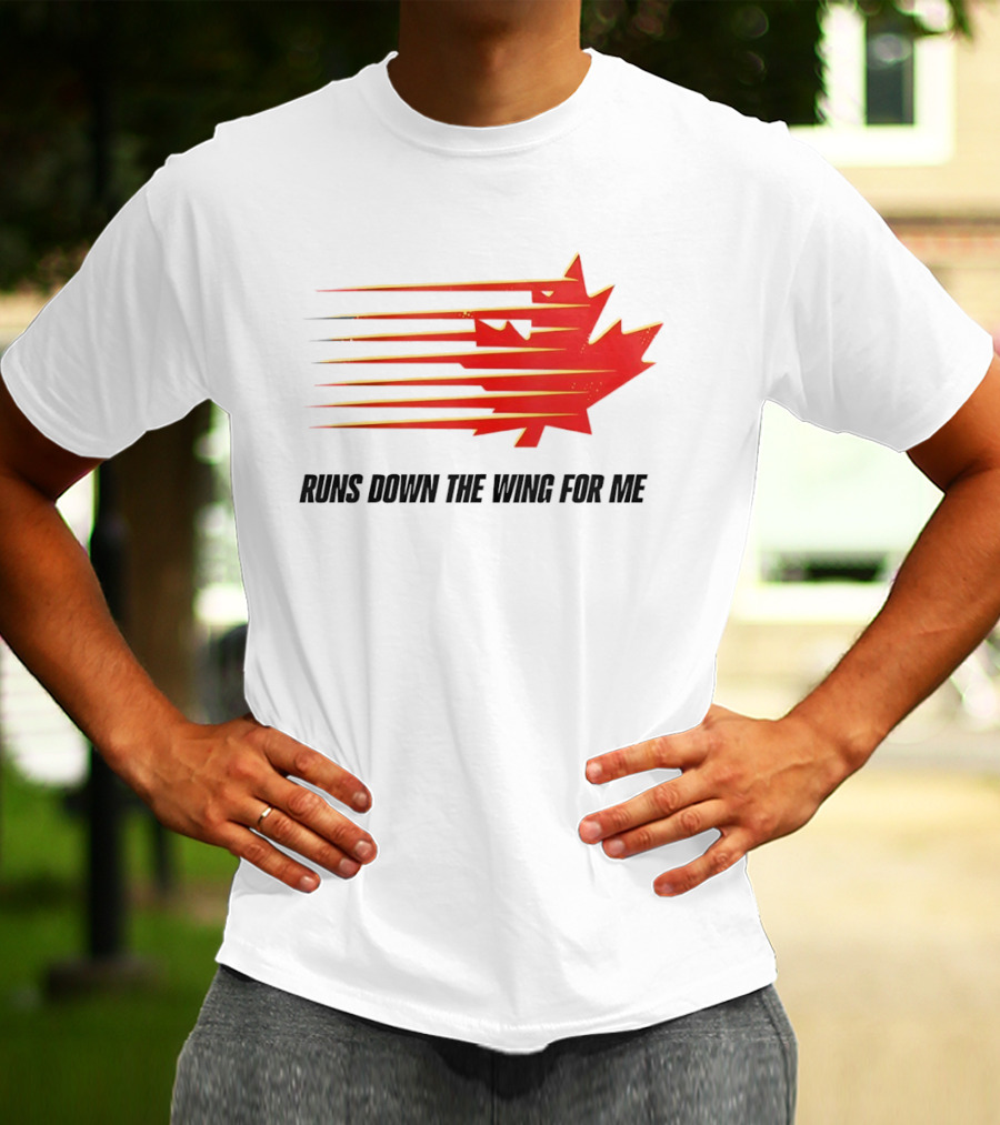 Runs Down The Wing For Me Red Streaks Maple Leaf T-Shirt