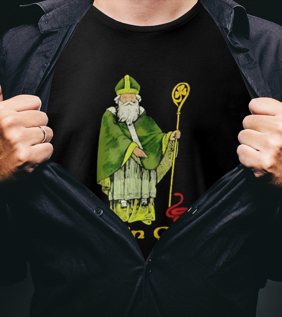 Go'n Git St Patrick Vintage Illustration With Staff And Smoke T-Shirt