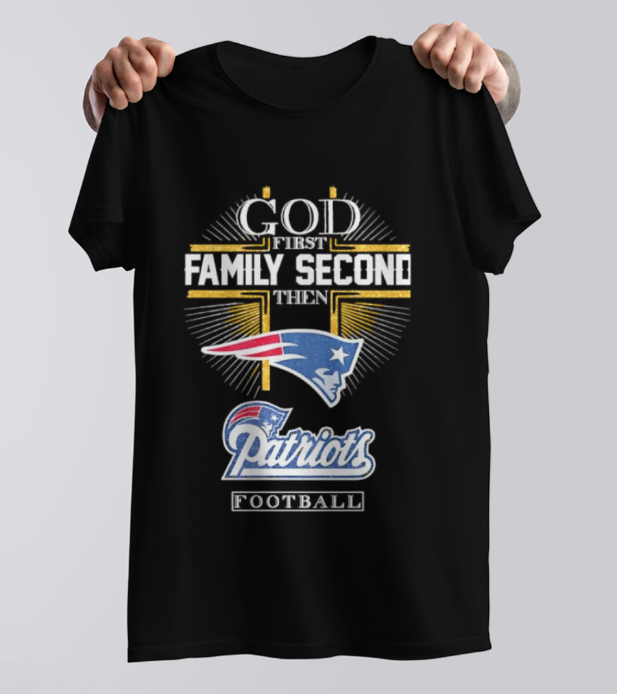 God First Family Second Then Patriots Football Flying Elvis T-Shirt