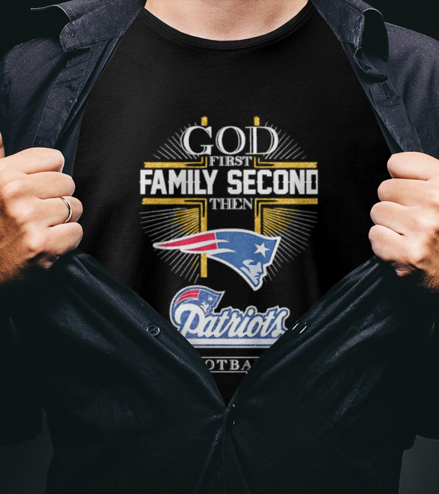 God First Family Second Then Patriots Football Flying Elvis T-Shirt
