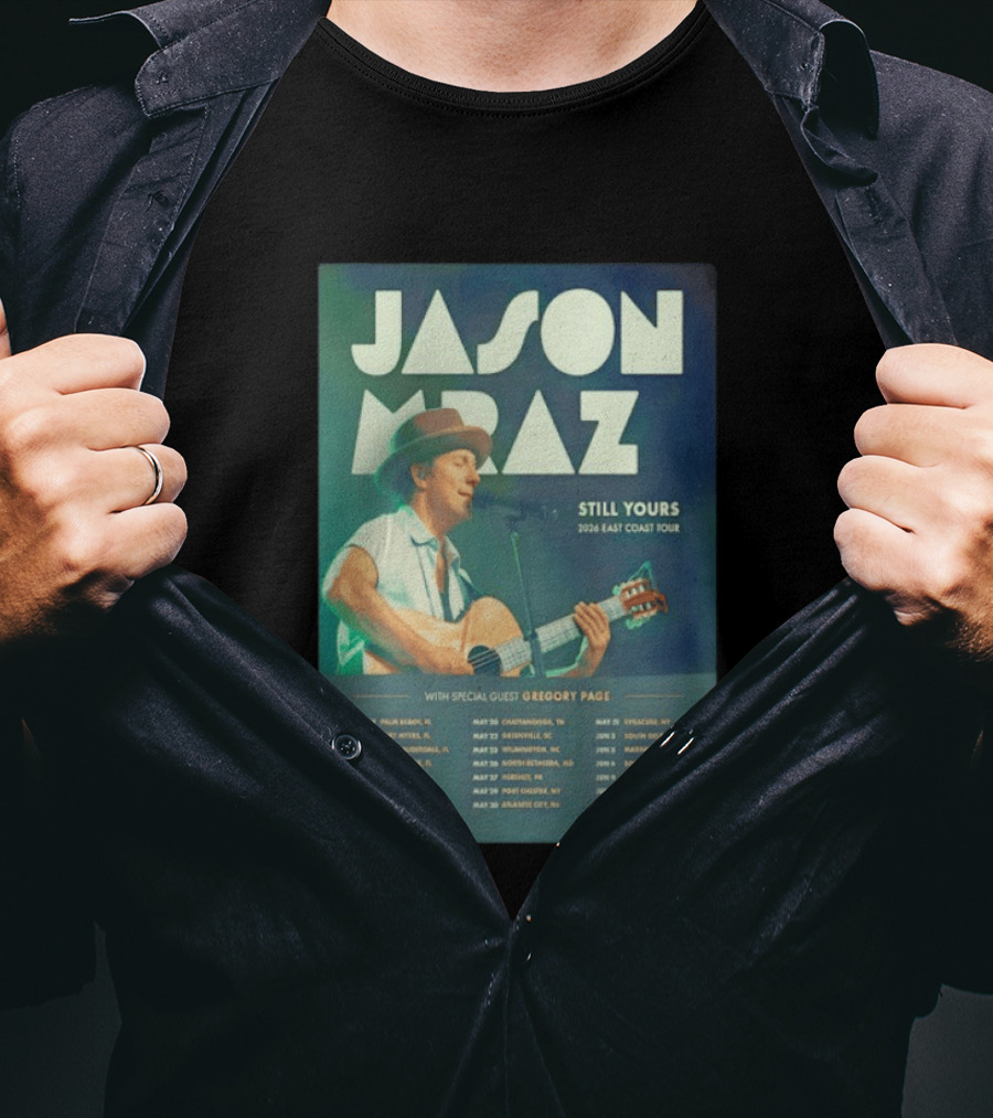 Jason Mraz Still Yours 2026 East Coast Tour Gregory Page Special Guest T-Shirt