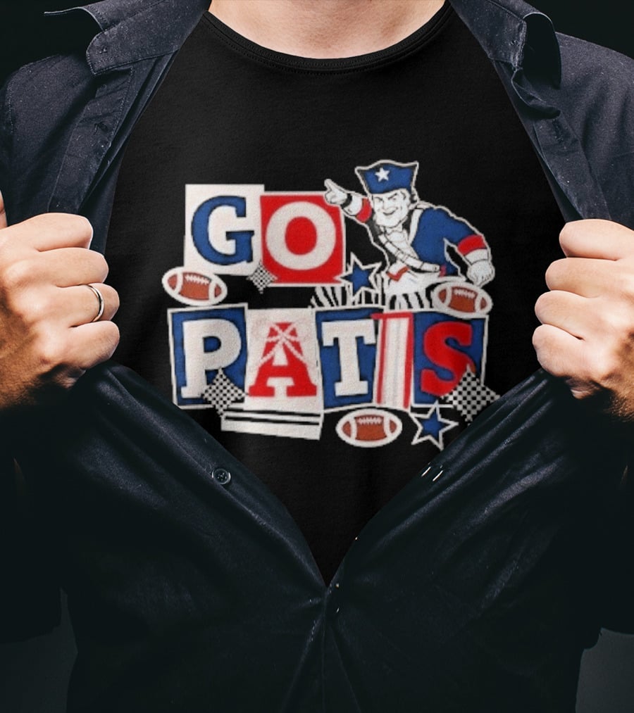 GO PATS New England Patriots Football Fan Cheer T-Shirt