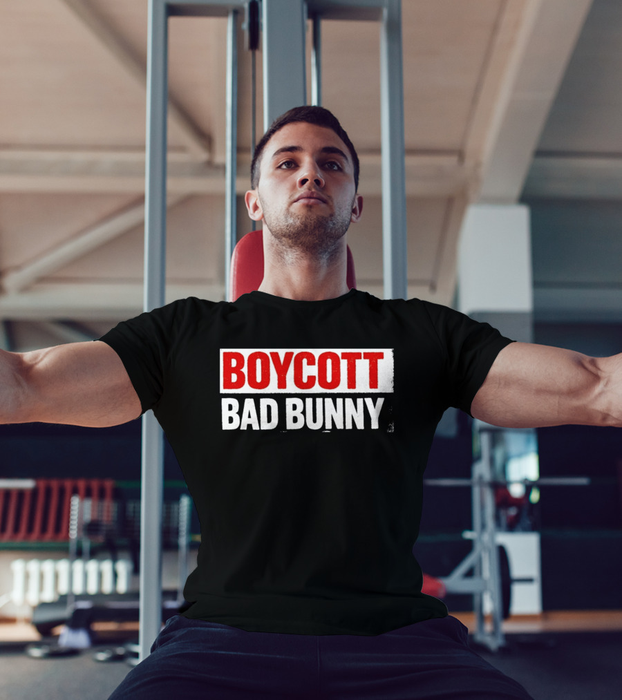 Boycott Bad Bunny Text Bold Red And White T-Shirt