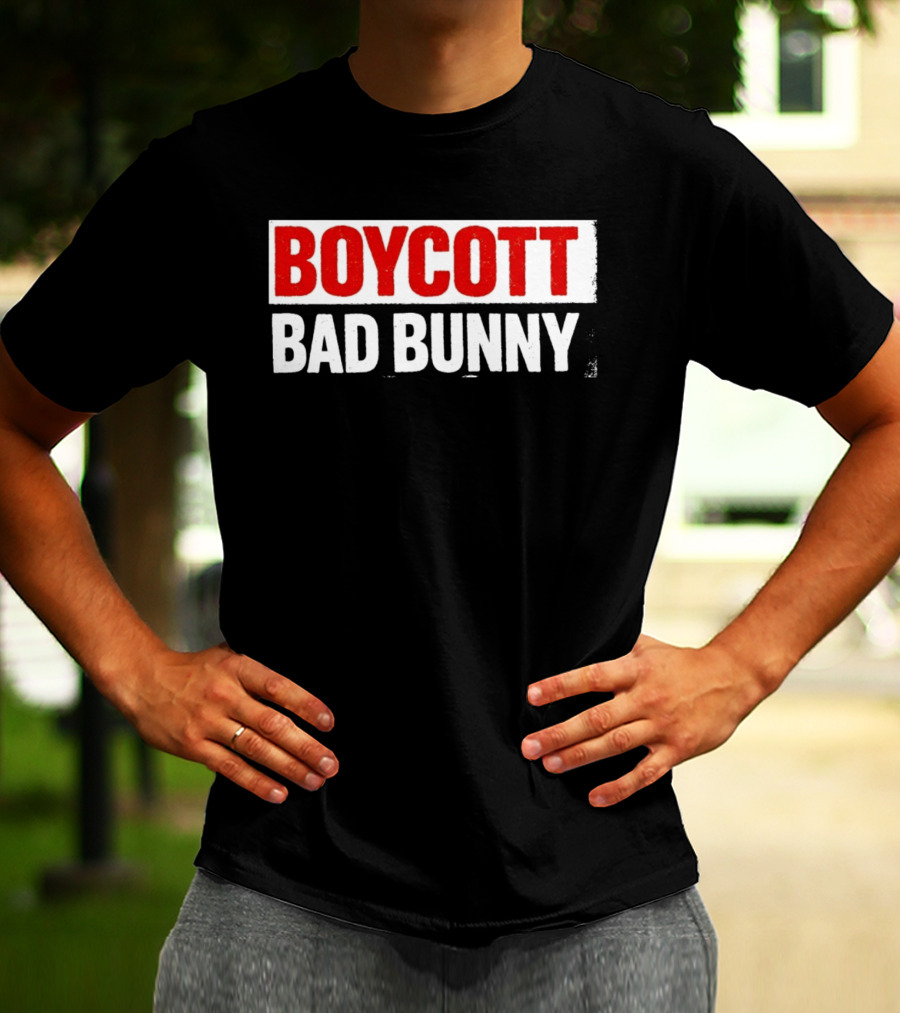 Boycott Bad Bunny Text Bold Red And White T-Shirt