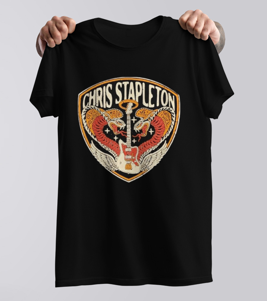 Chris Stapleton Devil Always Made Me Think Twice Snakes Guitar Wings T-Shirt