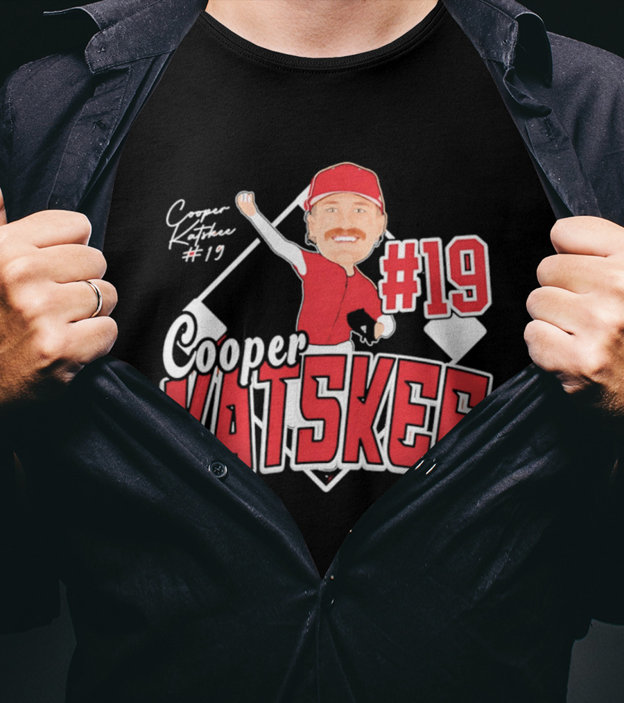 Cooper Katskee #19 Nebraska Baseball Caricature T-Shirt