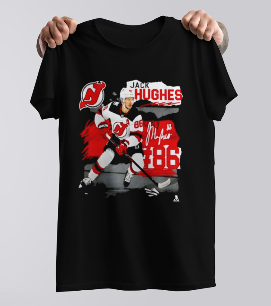 New Jersey Devils Jack Hughes 86 Fresh Ice Hockey T-Shirt